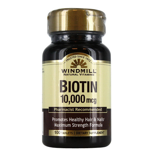 Windmill Biotin 10,000 mcg Maximum Strength Formula Tablets, 100 ea